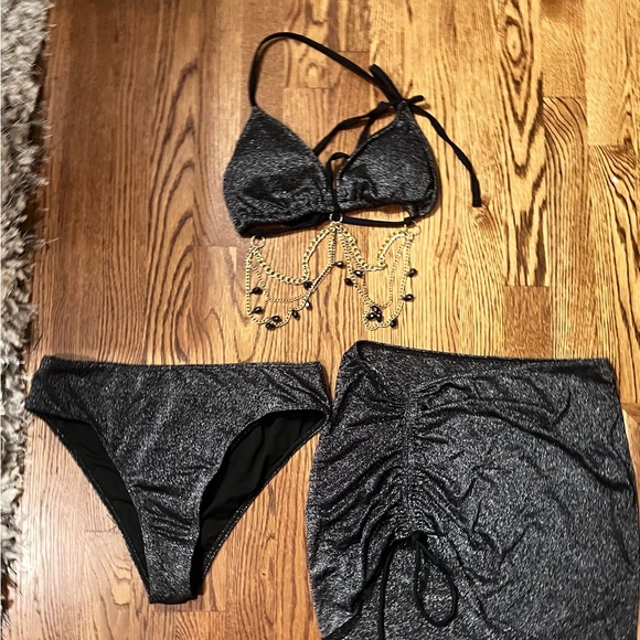 SHEIN Black Bikini Set with Skirt - Picture 1 of 4